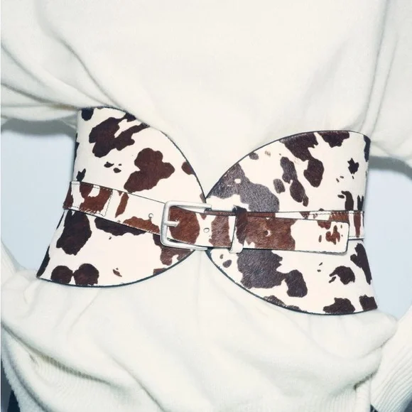 Zara | Accessories | Zara Leather Cow Print Sash Belt Price  display picture 1